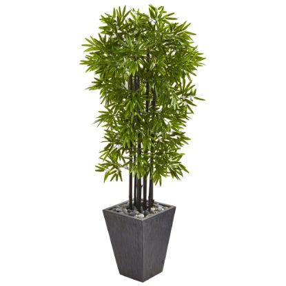 Picture of Nearly Natural Bamboo Tree 61inH Plastic Artificial Plant With Planter, 61inH x 25inW x 20inD, Green/Gray