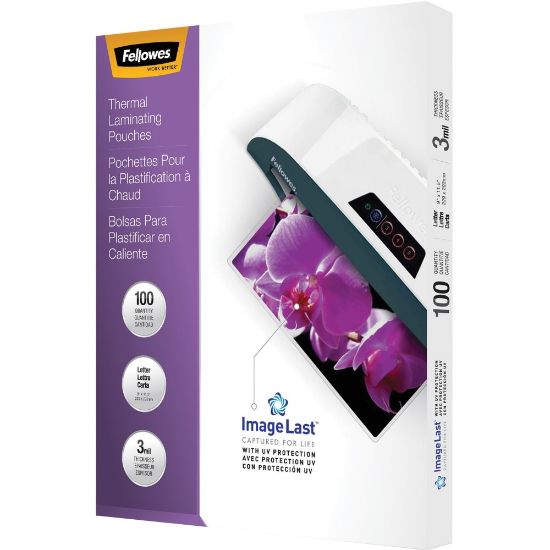 Picture of Fellowes ImageLast Laminating Pouches, UV Protection, Glossy, 3 Mil, Letter, Pack of 100