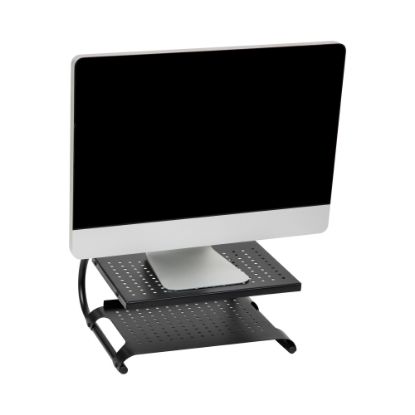 Picture of Mind Reader Metal 2-Tier Monitor Stand with Lower Shelf, 6inH x 12.5inW x 14inL, Black