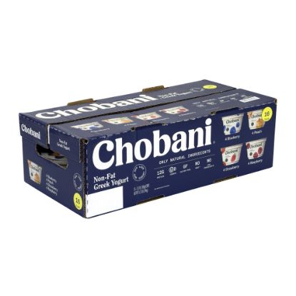 Picture of Chobani Greek Yogurt, 5.3 Oz, Assorted Flavors, Pack Of 16