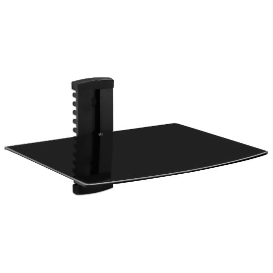 Picture of Mount-It! MI-821 Adjustable Floating Glass Wall Shelf For AV Receiver, 22-13/16inH x 15inW x 11inD, Black