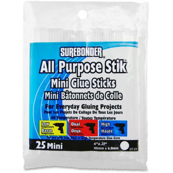 Picture of SureBonder All Purpose Mini Glue Sticks - 25 / Pack - Clear