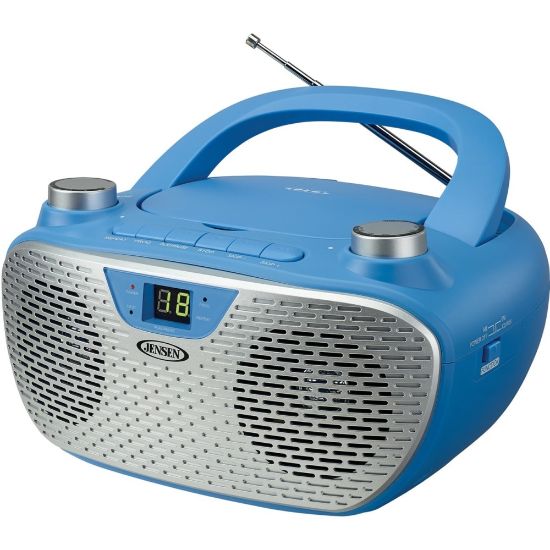 Picture of JENSEN Portable Stereo Compact Disc Player with AM/FM Stereo Radio - 1 x Disc Integrated Stereo Speaker - Blue, Silver - CD-DA, MP3 - Auxiliary Input