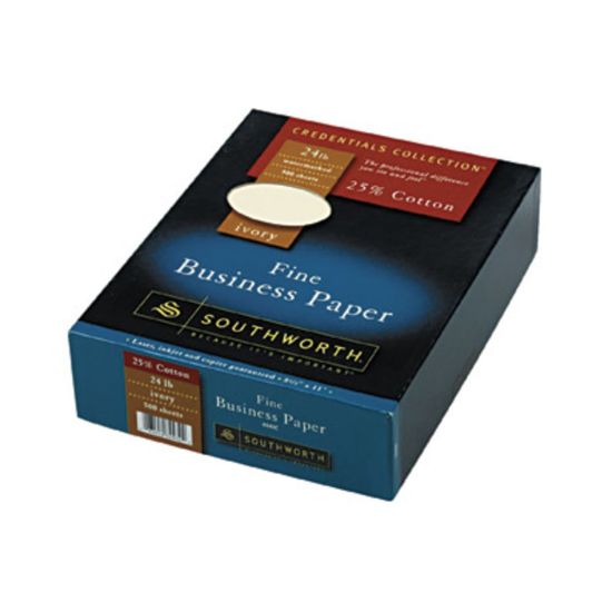 Picture of Southworth 25% Cotton Business Paper, Letter Size (8 1/2in x 11in), 24 Lb, Wove, Ivory, Case Of 500 Sheets