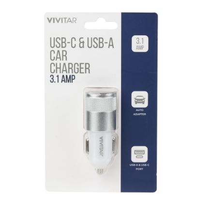 Picture of Vivitar USB-C And USB-A Car Charger, White, NIL6003-WHT-STK-24