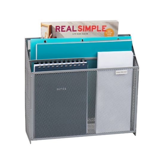 Picture of Mind Reader 3 Compartment Vertical File Storage, 11-1/2inH x 3-3/4inW x 12-1/2inD, Silver