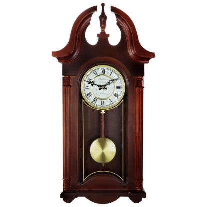 Picture of Bedford Clocks Wall Clock, 26-1/2inH x 12-1/2inW x 2-1/4inD, Cherry Oak