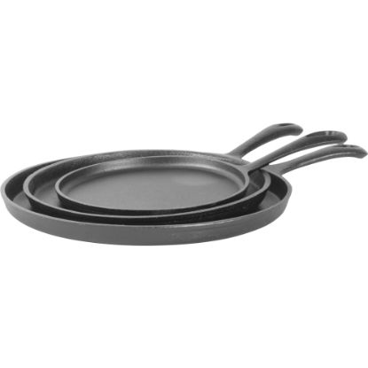 Picture of Commercial Chef 3-Piece Cast Iron Griddle Pan Set, Black