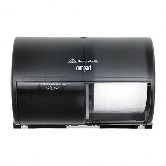 Picture of Compact by GP PRO, 2-Roll Side-by-Side Coreless High-Capacity Toilet Paper Dispenser, 56784A, 10.12in x 6.75in x 7.12in, Black, 1 Dispenser