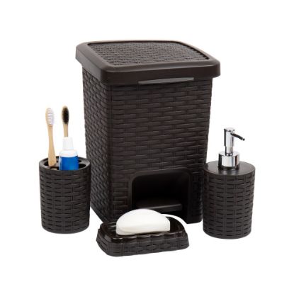 Picture of Mind Reader Basket Collection 4-Piece Bathroom Set, Brown