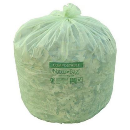 Picture of Natur Bag Compostable Trash Liners, 13 Gallons, Green, 25 Liners Per Box, Case Of 10 Boxes