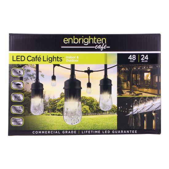 Picture of Enbrighten LED Cafe Lights, 48ft, Indoor/Outdoor, Black Cord/Multicolor Lights