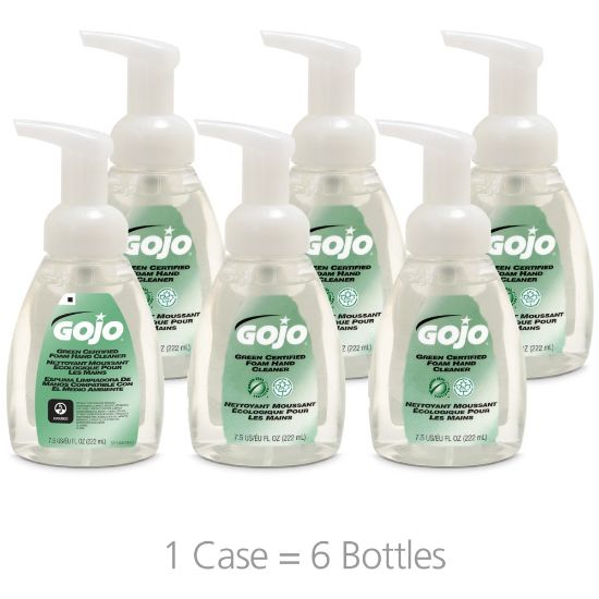 Picture of Gojo Green Certified Foam Hand Cleaner - 7.5 fl oz (221.8 mL) - Push Pump Dispenser - Hand - Clear - Bio-based - 6 / Carton