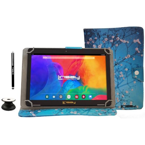 Picture of Linsay F10IPS Tablet, 10.1in Screen, 2GB Memory, 64GB Storage, Android 13, Flowers