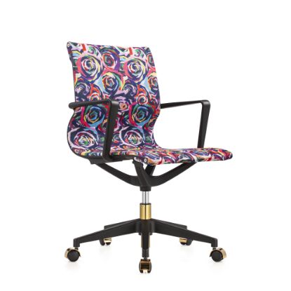 Picture of Raynor Elizabeth Sutton Wynwood Lost in Color Fabric Mid-Back Task Chair, Multi Rose/Black/Gold