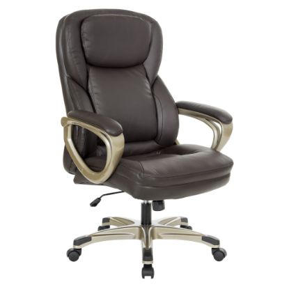 Picture of Office Star Ergonomic Leather High-Back Executive Office Chair, Espresso/Cocoa