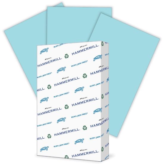 Picture of Hammermill Fore Super-Premium Color Copy Paper, 1 Ream, Blue, Legal (8.5in x 14in), 500 Sheets Per Ream, 20 Lb, 30% Recycled