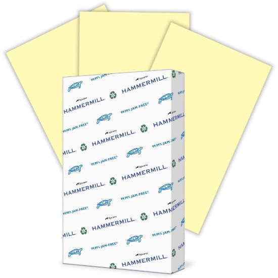 Picture of Hammermill Fore Multi-Use Printer & Copy Paper, 1 Ream, Canary, Legal (8.5in x 14in), 500 Sheets Per Ream, 20 Lb, 96 Brightness, 30% Recycled