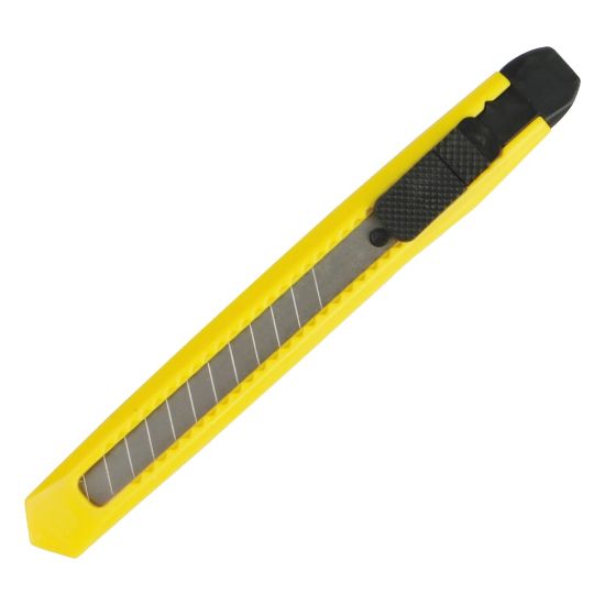 Picture of Boardwalk Retractable Straight-Edge Snap Blade Utility Knife, Yellow