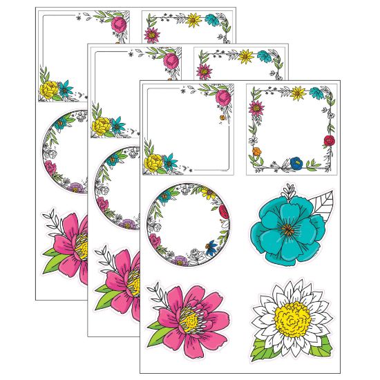 Picture of Creative Teaching Press Designer Cut-Outs, 6in, Bright Blooms Doodly Blooms, 36 Cut-Outs Per Pack, Set Of 3 Packs