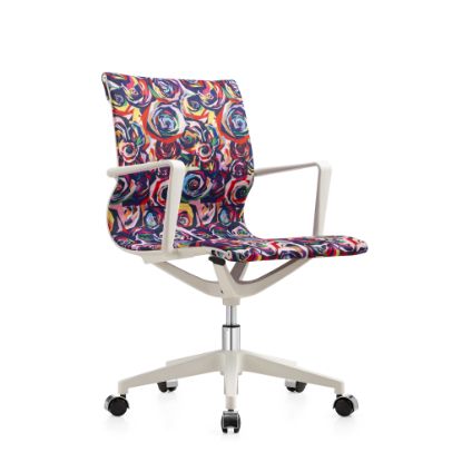 Picture of Raynor Elizabeth Sutton Wynwood Lost in Color Fabric Mid-Back Task Chair, Multi Rose/White/Silver