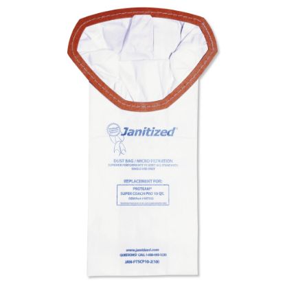 Picture of Janitized ProTeam Super Coach Pro 10 Vacuum Filter Bags, 10 Qt, White, Pack Of 100 Bags