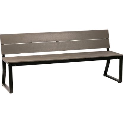 Picture of Lorell Faux Wood Outdoor Bench With Backrest, Charcoal/Black