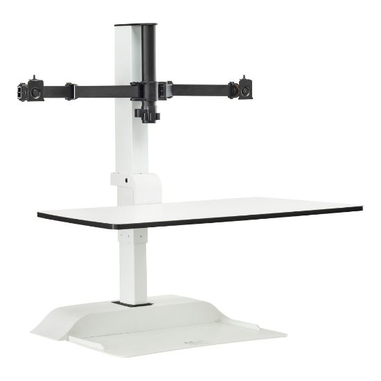 Picture of Safco Electric 28inW Desktop Sit-Stand 2-Arm Standing Desk Riser, White