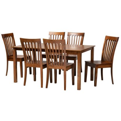 Picture of Baxton Studio Erion 7-Piece Dining Set, Walnut Brown