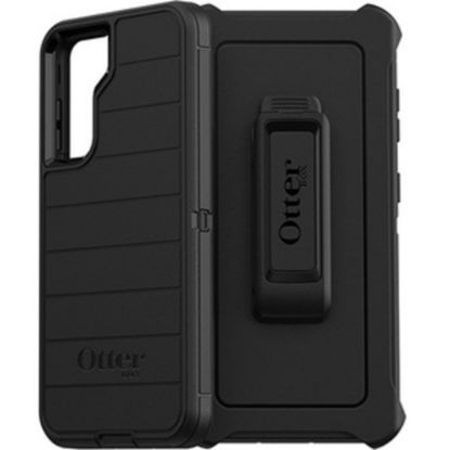 Picture of OtterBox Defender Series Pro Rugged Carrying Case (Holster) Samsung Galaxy S21 5G Smartphone - Black - Bacterial Resistant, Scrape Resistant, Dirt Resistant Port, Dust Resistant Port, Lint Resistant Port, Drop Resistant - Plastic Body - Belt Clip