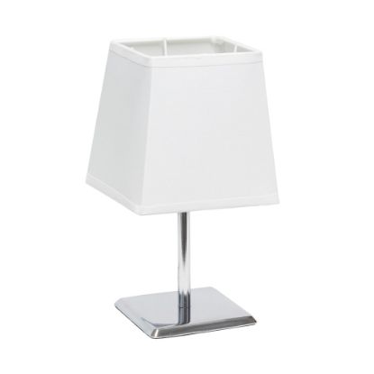 Picture of Simple Designs Mini Chrome Table Lamp With Empire Shade, 9-3/4inH, White Shade/Chrome Base