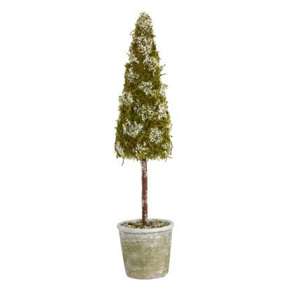 Picture of Nearly Natural Flocked Moss Artificial Cone Tree, 2ft