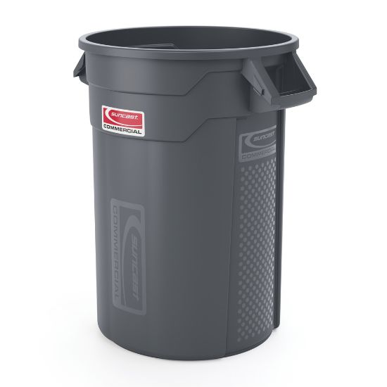 Picture of Suncast Commercial Oval HDPE Utility Trash Can, 32 Gallons, Gray