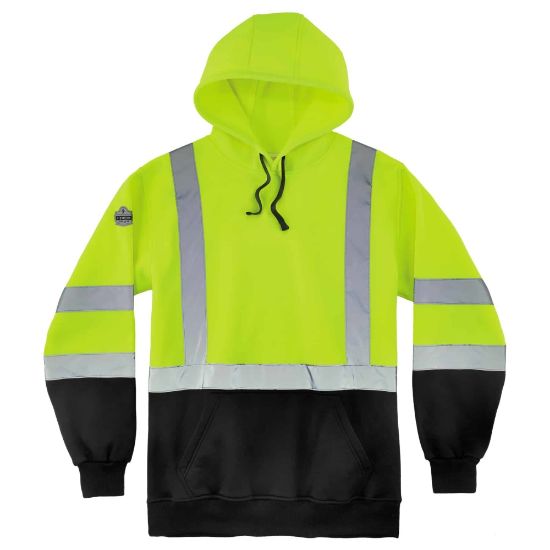 Picture of Ergodyne GloWear 8373 Class 3 Hi-Vis Pullover Hoodie, Medium, Black/Lime