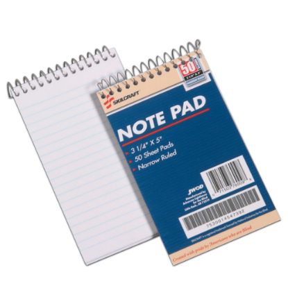 Picture of SKILCRAFT Mini Memo Pads, 3 1/4in x 5 1/2in, White, Pack Of 12 (AbilityOne 7530-01-454-7392)