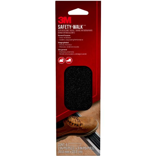 Picture of 3M Safety-Walk 610 Series Slip-Resistant General-Purpose Tape And Tread, Black, Pack Of 6 Strips