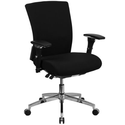 Picture of Flash Furniture HERCULES Series 24/7 Intensive-Use Ergonomic Mid-Back Executive Multifunction Office Chair With Seat Slider And Adjustable Lumbar, Black Fabric/Gray