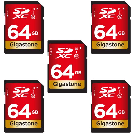 Picture of Dane-Elec Gigastone Class 10 UHS-I U1 SDXC Cards, 64GB, Pack Of 5 Cards