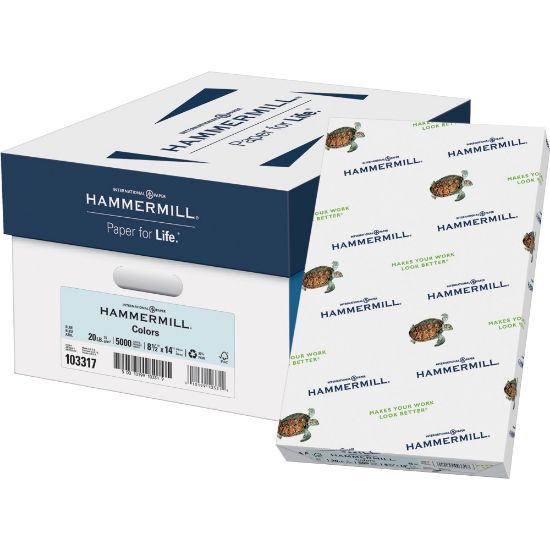 Picture of Hammermill Colors Printer & Copy Paper, 10 Reams, Blue, Legal (8.5in x 14in), 5000 Sheets Per Case, 20 Lb