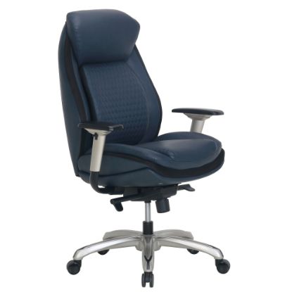 Picture of Shaquille O-Neal Zethus Ergonomic Bonded Leather High-Back Executive Office Chair, Navy/Silver