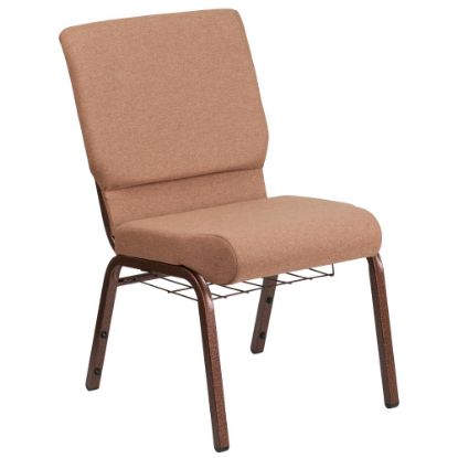 Picture of Flash Furniture HERCULES Church Chair With Book Rack, Caramel/Copper Vein