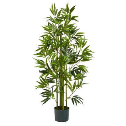 Picture of Nearly Natural Bamboo Tree 4'H Artificial Tree With Planter, 48inH x 28inW x 28inD, Green/Black