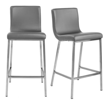 Picture of Eurostyle Scott Counter Stools, Gray/Brushed Stainless Steel, Set Of 2 Stools