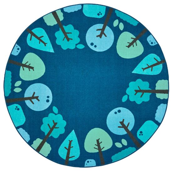 Picture of Carpets for Kids KIDSoft Tranquil Trees Decorative Round Rug, 6ft x 6ft, Blue