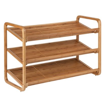 Picture of Honey-can-do SHO-01599 3-Tier Deluxe Bamboo Shoe Storage Rack, Natural - 24 x Shoes - 3 Tier(s) - 20in Height x 13in Width30in Length - Eco-friendly, Ventilated, Moisture Resistant, Durable - Bamboo