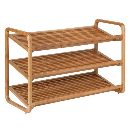 Picture of Honey-can-do SHO-01599 3-Tier Deluxe Bamboo Shoe Storage Rack, Natural - 24 x Shoes - 3 Tier(s) - 20in Height x 13in Width30in Length - Eco-friendly, Ventilated, Moisture Resistant, Durable - Bamboo