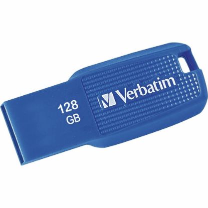 Picture of Verbatim 128GB Ergo USB 3.0 Flash Drive - Blue - The Verbatim Ergo USB drive features an ergonomic design for in-hand comfort and COB design for enhanced reliability.