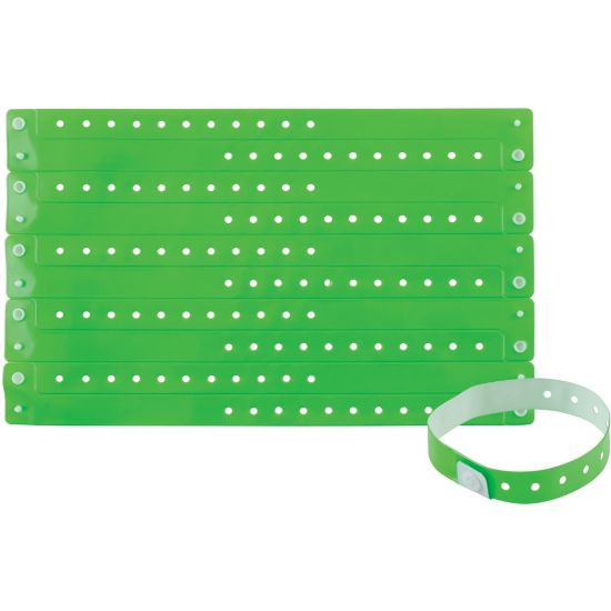 Picture of Advantus Colored Vinyl Wristbands - 100 / Pack - Adjustable - 0in Height x 0.6in Width x 9.8in Length - Green - Vinyl