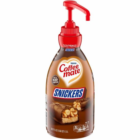 Picture of Coffee mate Snickers Flavored Liquid Creamer Pump Bottle - Snicker Flavor - 50.72 fl oz (1.50 L) - 1EachBottle