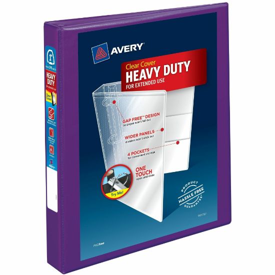 Picture of Avery Heavy-Duty View 3-Ring Binder With Locking One-Touch EZD Rings, 1in D-Rings, 42% Recycled, Purple